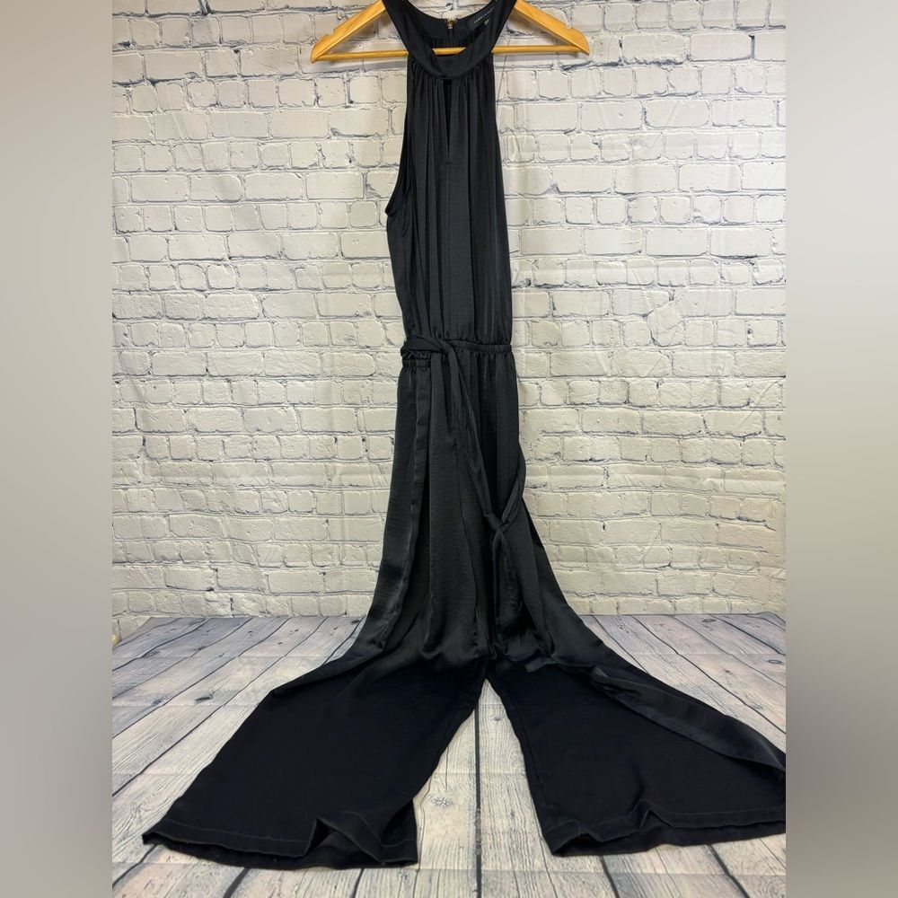 NWT Tommy Hilfiger Navy Satin Halter Formal Wedding Straight Leg Jumpsuit 12